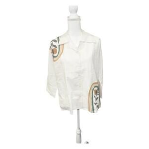 New Nazila Couture Women's White Button-Up Blouse, size small